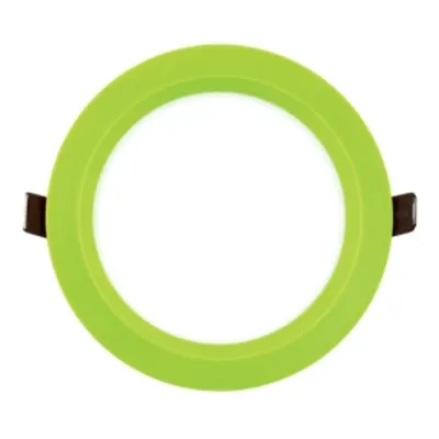 Panou Led Incastrabil Rotund 6w Rama Verde Lumina Calda