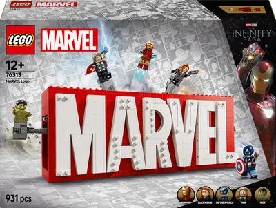 Constructor LEGO Marvel Super Heroes - Sigla MARVEL și minifigurine (76313)