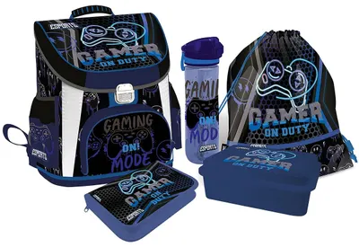 Set școlar Lizzy Card Esports Gamer On Duty - Rucsac, penar, geantă, sticlă și cutie pentru mâncare