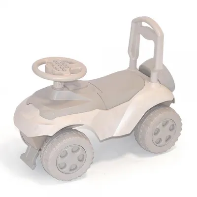 Masinuta copii Ride-On Music 014202eco Beige Brown, spatar cu posibilitatea de impingere, inaltimea scaunului 29 cm