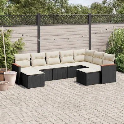 Gossi set mobilier de gradina cu perne, 9 piese, negru, poliratan