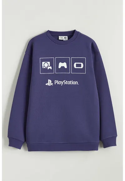 Bluza de trening cu croiala lejera PlayStation - Albastru indigo