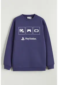 Bluza de trening cu croiala lejera PlayStation - Albastru indigo