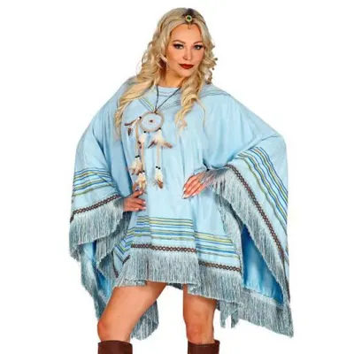 Costum poncho turcoaz
