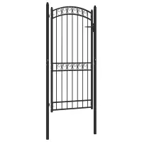 vidaXL Poartă de gard EMMEN cu blat arcuit, oțel, 100x136 cm, negru