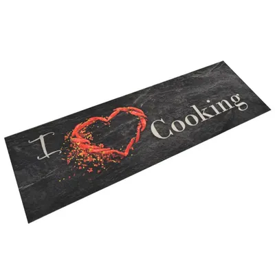 Gossi covor de bucatarie lavabil cooking, negru, 60x180 cm, catifea