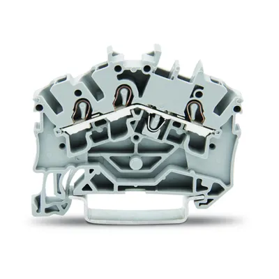 3-conductor through terminal block; 2.5 mm²; suitable for Ex e II applications; side and center marking; for DIN-rail 35 x 15 and 35 x 7.5; Push-in CAGE CLAMP®; 2,50 mm²; gray