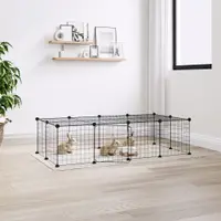 Gossi cusca animale de companie cu usa 20 panouri negru 35x35 cm otel