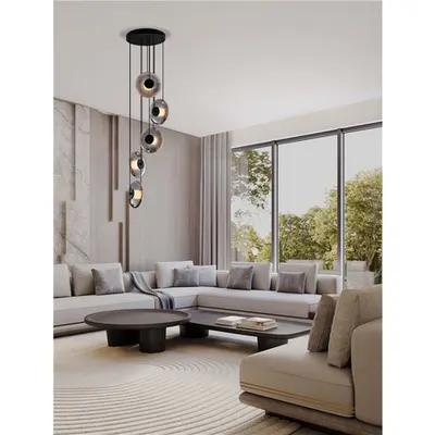 Lampa suspendata SKIA Triac Dimabil Nisipiu Negru Metal & Fumuriu Gray Sticla LED 40 Wat 220-240 Volt 1100Lm 3000K IP20