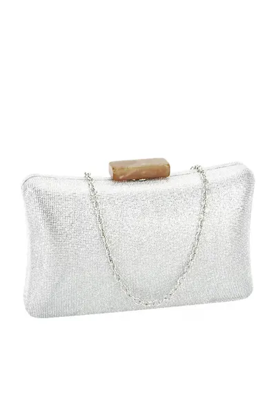 Geanta clutch argintie cu sclipici 5764 06 12643 - Argintiu