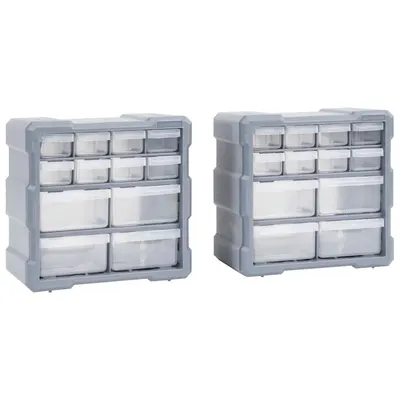 vidaXL Organizatoare cu 12 sertare, 2 buc., 26,5 x 16 x 26 cm