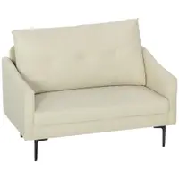 HOMCOM Canapea cu 2 Locuri din Catifea cu Spătar Matlasat și Pernă Detașabilă, Canapea Compactă Modernă cu Picioare din Metal pentru Sufragerie, 124x73x92 cm, Crem | Aosom Romania