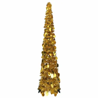 vidaXL Pom de Crăciun artificial tip pop-up, auriu, 120 cm, PET