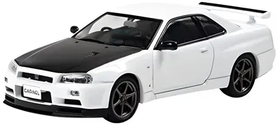 Model de colecție Carnel Modern: Automobile - Nissan Skyline GT-R VspecII N1(BNR34), alb/negru, 2000
