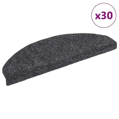 vidaXL Covorașe autoadezive pentru scări, 30 buc., 65x21x4 cm, gri închis, semirotunde, mari