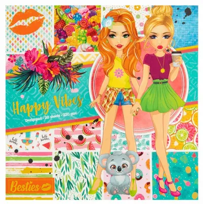 Bloc hartie decorativa Grafix Happy Besties 25x25 cm, 20 coli