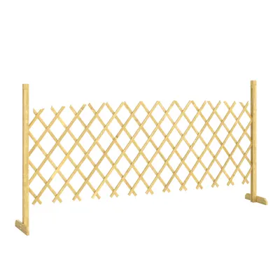 Outsunny Barieră extensibilă din lemn de brad 180 cm, bază stabilă, pentru interior exterior balcon grădină, 180x30x90cm, natural | Aosom Romania