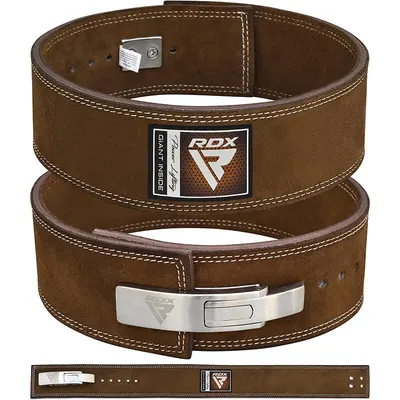 Centură powerlifting RDX 4 Inch din piele Nubuck, aprobată IPL/USPA/WPC