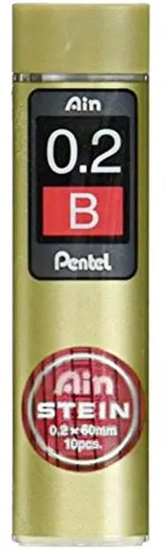 Mine grafit Pentel - Ain Stein - B, 0.2 mm, 10 bucati