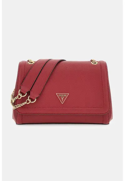 Geanta crossbody din piele ecologica cu bareta din lant Noelle - Rosu vermillion