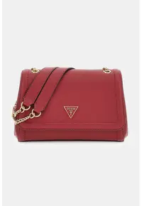 Geanta crossbody din piele ecologica cu bareta din lant Noelle - Rosu vermillion