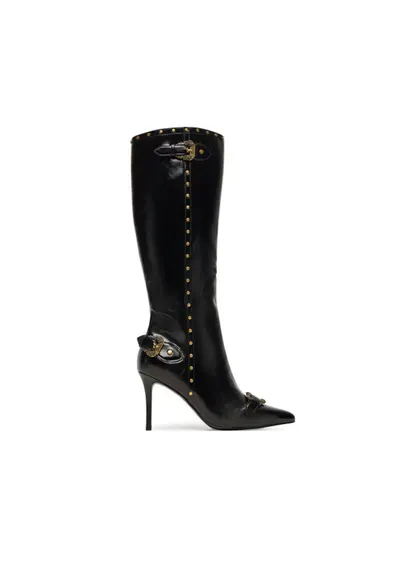 Cizme dama - piele ecologica - negru - tocul stiletto - inchidere cu fermoar