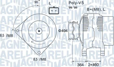 Alternator (12v, 125a) Potrivit Volvo S40 I, V40; Nissan Interstar, Kubistar, Primastar; Opel Movano A, Vivaro A; Renault Clio Ii, Clio Ii Hatchback, Clio Iii, Kangoo 1.5d-3.0d 01.99