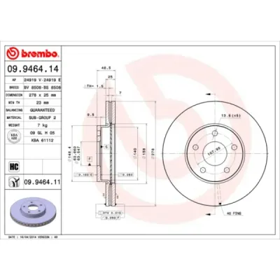 Disc frana BREMBO 09.9464.11