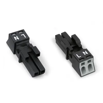 Socket; 2-pole; Cod. A; 1,50 mm²; black