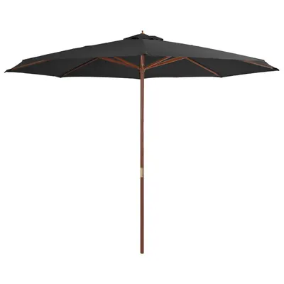 Gossi umbrela de soare de exterior, stalp din lemn, antracit, 350 cm
