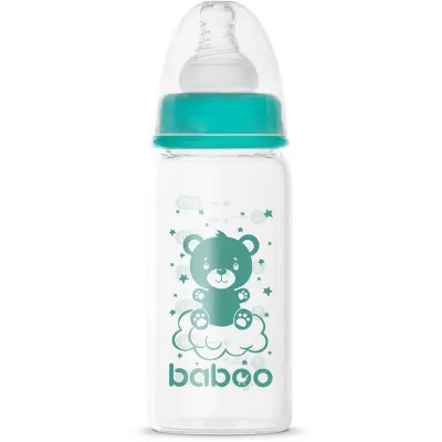 Baboo Anti-colic Glass Feeding Bottle Narrow Neck biberon de sticlă 0m+ 1 buc