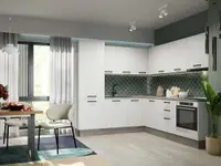 Mobila Bucatarie Elva Colt 228.2 x 241.6 cm Alb Perlat - Configuratia 28