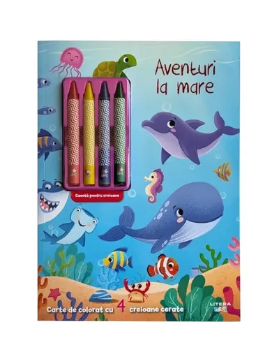 Aventuri la mare. Carte de colorat cu 4 creioane cerate