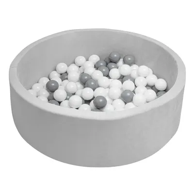 Piscina uscata, New Baby, Cu 150 de bile (Alb, gri), Din tesatura fina cu certificare Oeko-Tex Standard 100, Dimensiune 83 x 83 x 30 cm, Grey