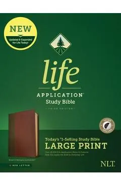 NLT Life Application Study Bible, Third Edition, Large Print (Red Letter, Leatherlike, Brown/Tan, Indexed)