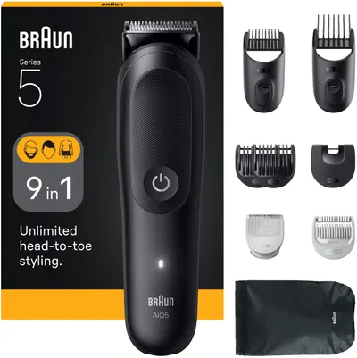 Trimmer pentru față/păr/corp Braun - AIO5540, Black/Mat