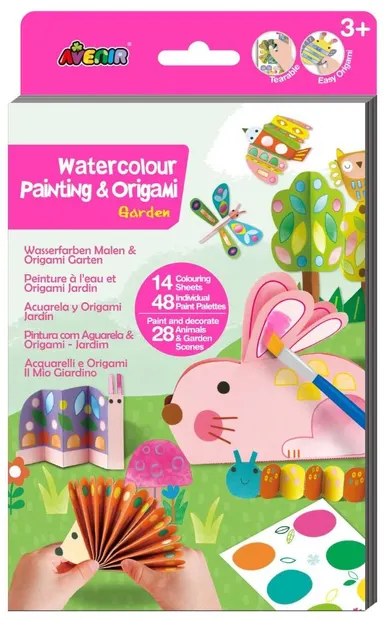 Carte de colorat cu apă Avenir - Origami, grădină