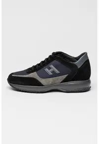 Pantofi sport low-cut cu garnituri de piele Interactive - Negru/Gri inchis/Bleumarin