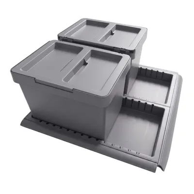 Coș de gunoi gri pentru reciclare/ încorporat 2x12 l din plastic Metropolis Flip-up – Elletipi