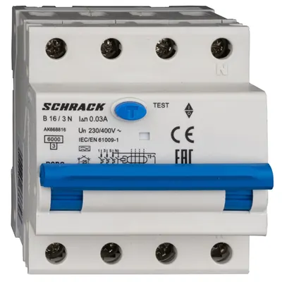 Intreruptor automat+dif. 3+N, AMPARO 6kA, B 16A, 30mA,tip A
