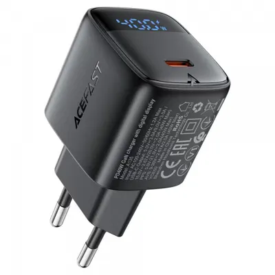 Incarcator Retea Acefast A135 Display, 40W, 3A, 1 x USB-C, Negru