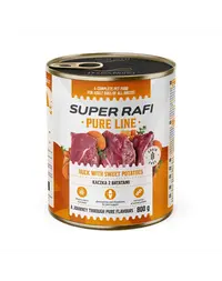 SUPER RAFI Pure Line rață și cartofi dulci 800 g hrană umedă câini adulți