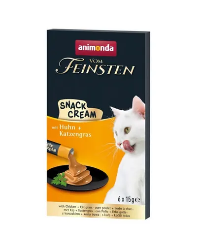 ANIMONDA Vom Feinsten Snack Cream cu pui și iarbă pentru pisici 6x15 g gustare cremoasă pentru pisici