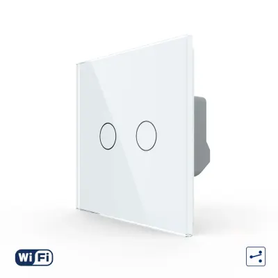 Intrerupator Dublu Cap Scara / Cruce Wi-Fi cu Touch LIVOLO din Sticla – Serie Noua