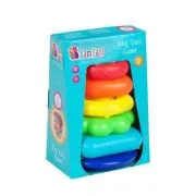 Jucarie bebelusi de construit, piramida, cu suport si forme colorate, Bam Bam 453673, 18+ luni