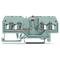 Component terminal block; 4-conductor; LED (red); 24 VDC; for DIN-rail 35 x 15 and 35 x 7.5; 1.5 mm²; CAGE CLAMP®; 1,50 mm²; gray