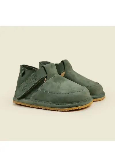 Pantofi Barefoot din piele naturala - Vollo - Verde - Verde