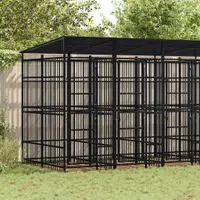 vidaXL Padoc pentru câini de exterior cu acoperiș, 9,22 m², oțel