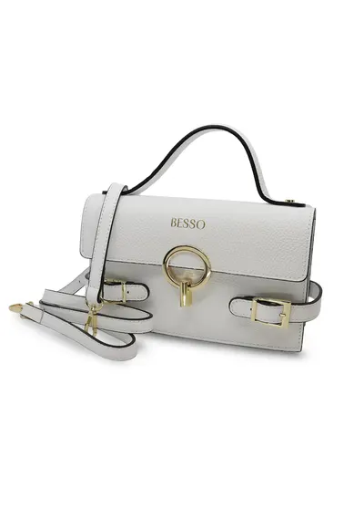 Geanta de mana din piele naturala Splendore Chic - Alb