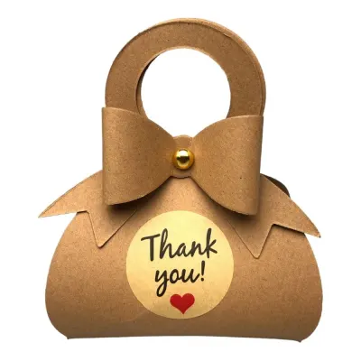 Cutie mică în formă de gentuță cu sticker Thank You - kraft (set 50 buc) 6.5x13x3.5cm - Default Title